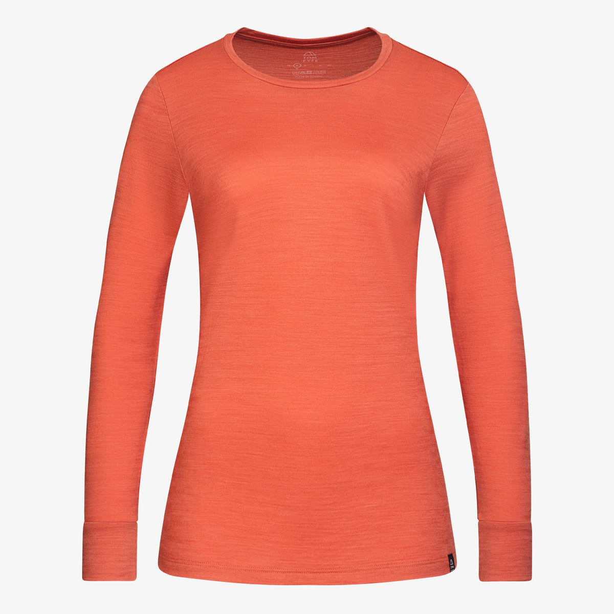 Merino Damen Langarmshirt Frontansicht von TOM FYFE in Terracotta 