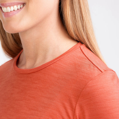 TOM FYFE Merino Damen Langarmshirt in Terracotta, Schulteransicht 