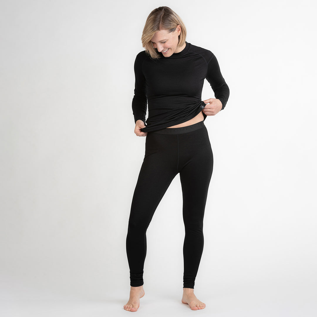 Merino Damen Leggings Frontansicht 2 von TOM FYFE in Schwarz #farbe_schwarz