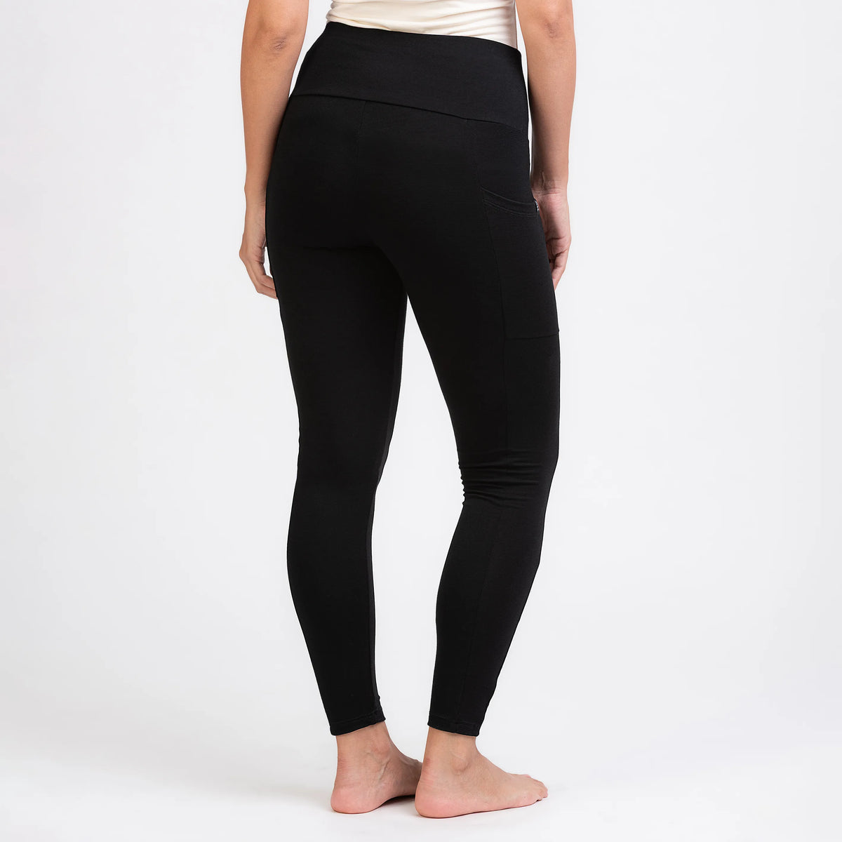 Merino Damen Stretch 240 Leggings Rückansicht von TOM FYFE in Schwarz TF424203 