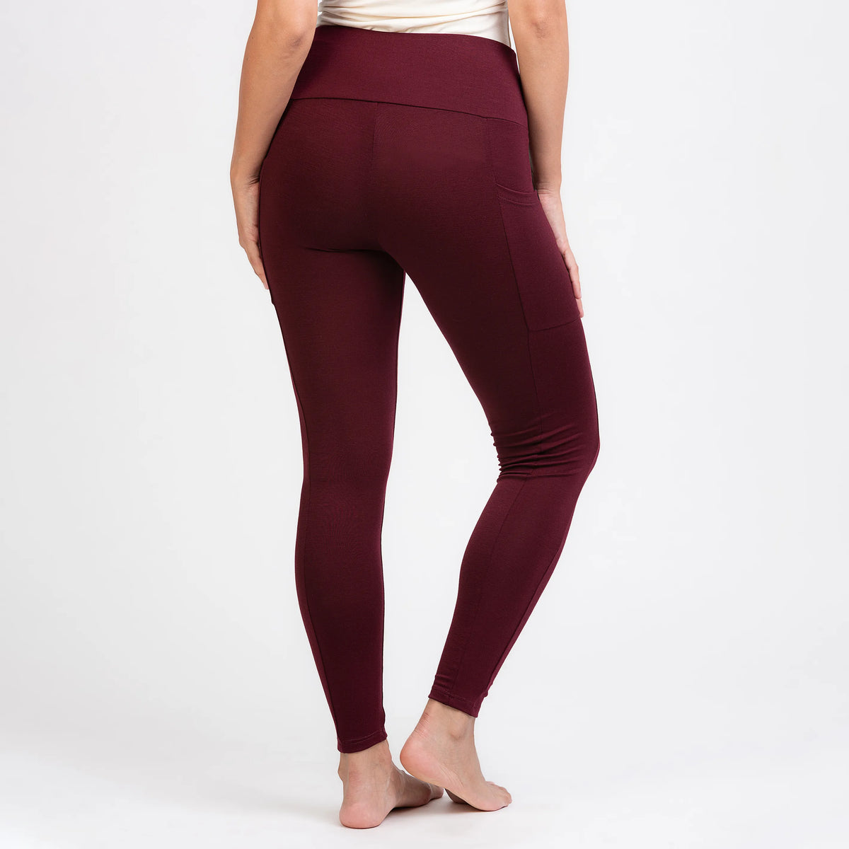 Merino Damen Stretch 240 Leggings Rückansicht von TOM FYFE in Burgundy TF424203 