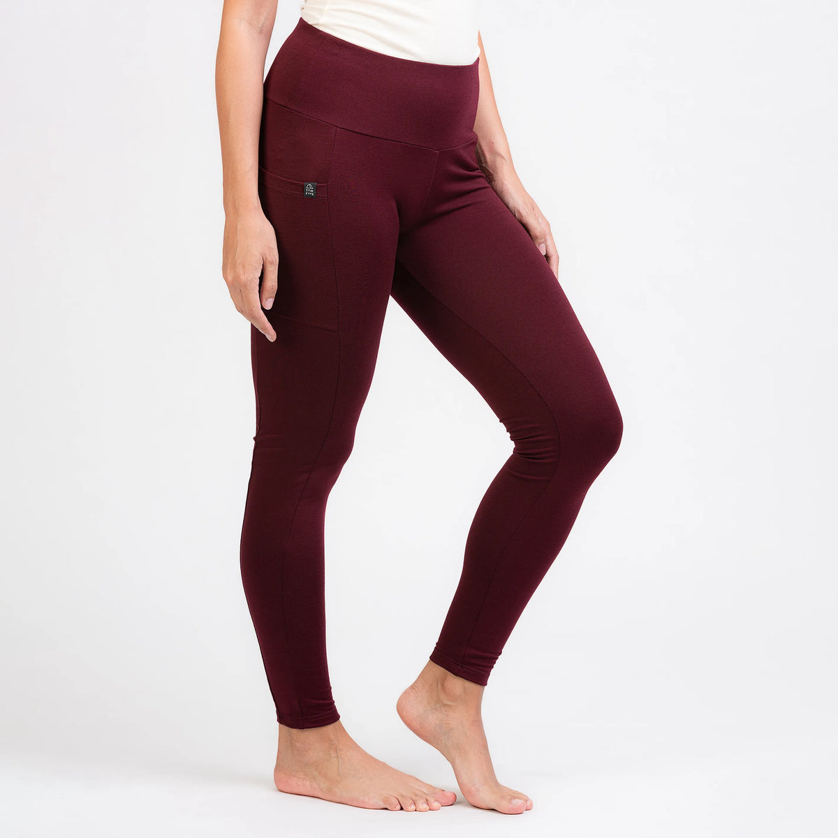 Merino Damen Stretch 240 Leggings Seitenansicht von TOM FYFE in Burgundy TF424203 