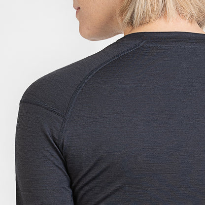 Merino Damen Unterhemd Langarmshirt Hinteransicht von TOM FYFE in Anthrazit 