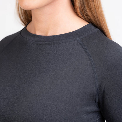Merino Damen Performance 220 Raglan Langarmshirt Schulter von TOM FYFE in Graphite 