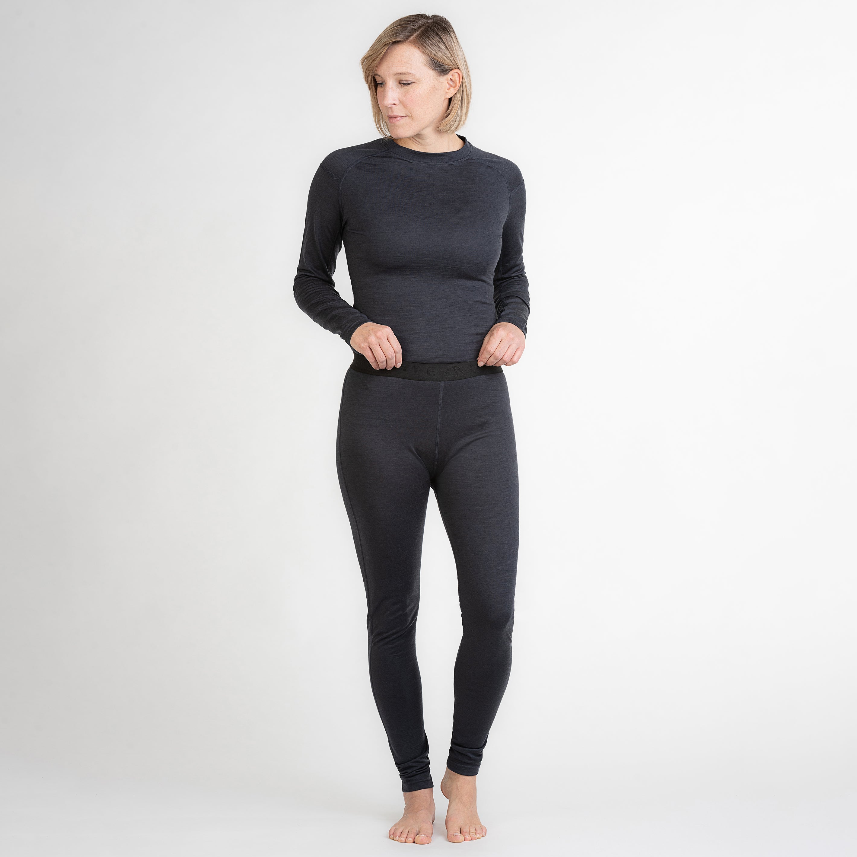 Merino Damen Unterhemd Langarmshirt Frontansicht 2 von TOM FYFE in Anthrazit #farbe_anthrazit