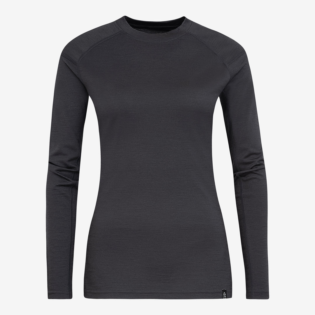 Merino Damen Unterhemd Langarmshirt Frontansicht von TOM FYFE in Anthrazit #farbe_anthrazit