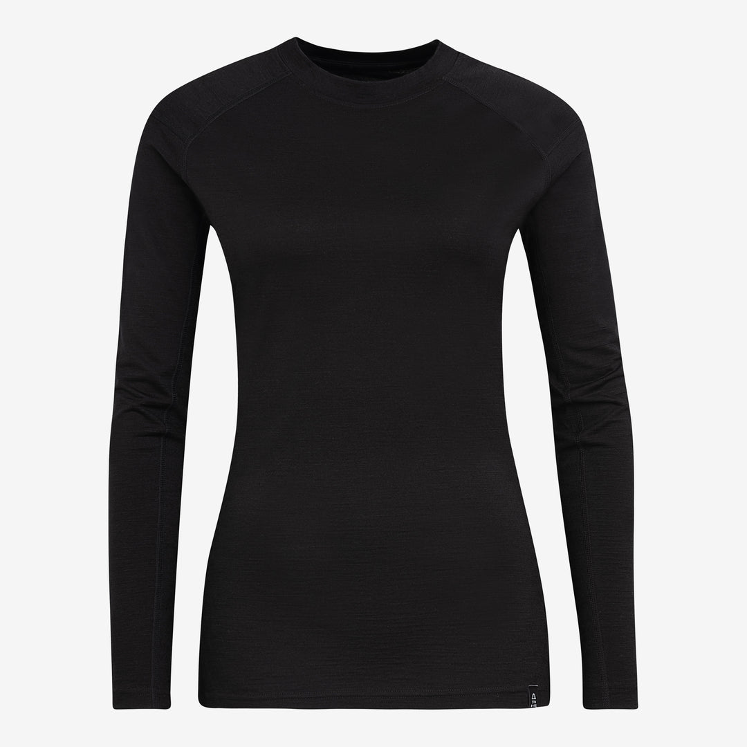 Merino Damen Unterhemd Langarmshirt Frontansicht von TOM FYFE in Schwarz #farbe_schwarz