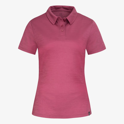 Merino Polo Damen Frontansicht von TOM FYFE in Brombeere