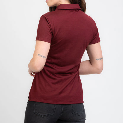 TOM FYFE Merino Damen Polo-Shirt Burgundy Rückenansicht TF222202 