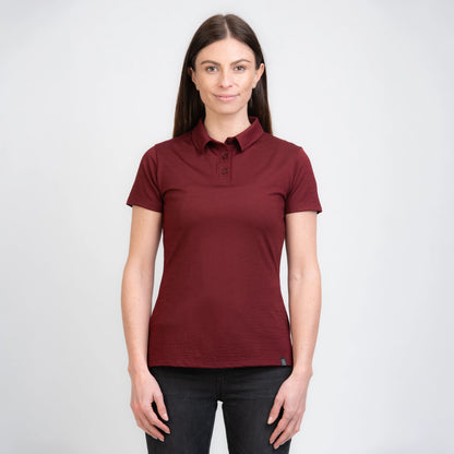 TOM FYFE Merino Damen Polo-Shirt Burgundy Front Detail 2 TF222202 