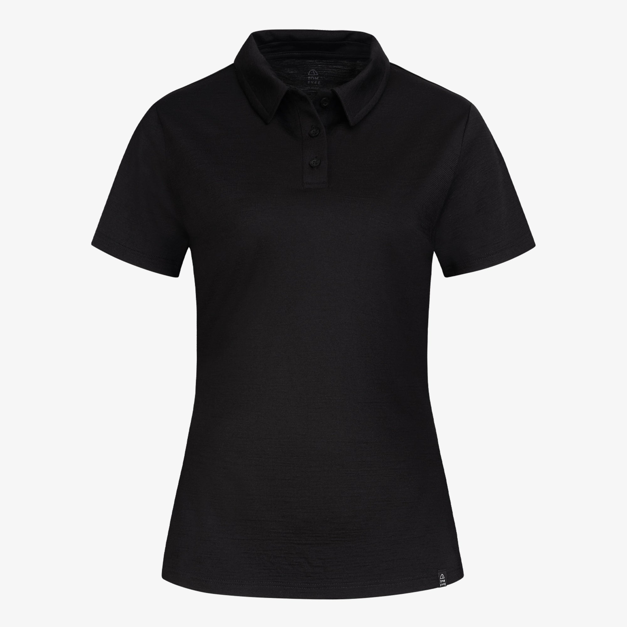 Merino Polo Damen Frontansicht von TOM FYFE in Steel Blue #farbe_schwarz