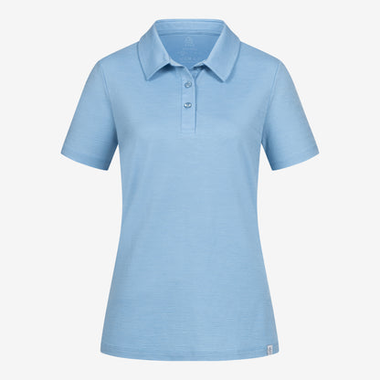 Merino Polo Damen Frontansicht von TOM FYFE in Steelblue 