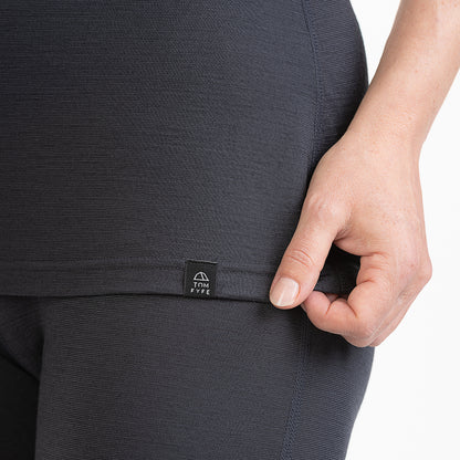 Merino Damen Unterhemd T-Shirt Label von TOM FYFE in Anthrazit 