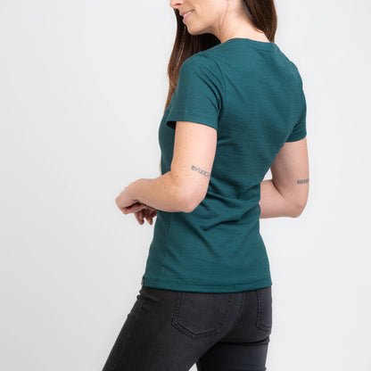 TOM FYFE Merino Damen T-Shirt Slim Fit in Deep Teal, Rückansicht TF202002 