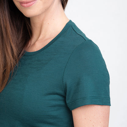 TOM FYFE Merino Damen T-Shirt Slim Fit in Deep Teal, Kragen TF202002 