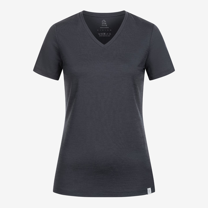 Merino Damen Shirt mit V-Ausschnitt von Tom Fyfe in Anthrazit Frontansicht #farbe_anthrazit