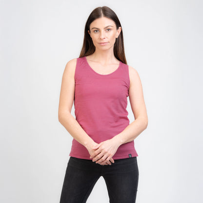 TOM FYFE Merino Damen Tank Top in Brombeere, Frontansicht TF202007 