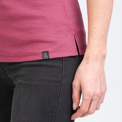 TOM FYFE Merino Damen Tank Top in Brombeere, Label Detailaufnahme TF202007 