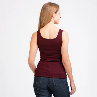 TOM FYFE Merino Damen Stretch 240 Tank Top in Burgundy, Rückansicht TF202009 
