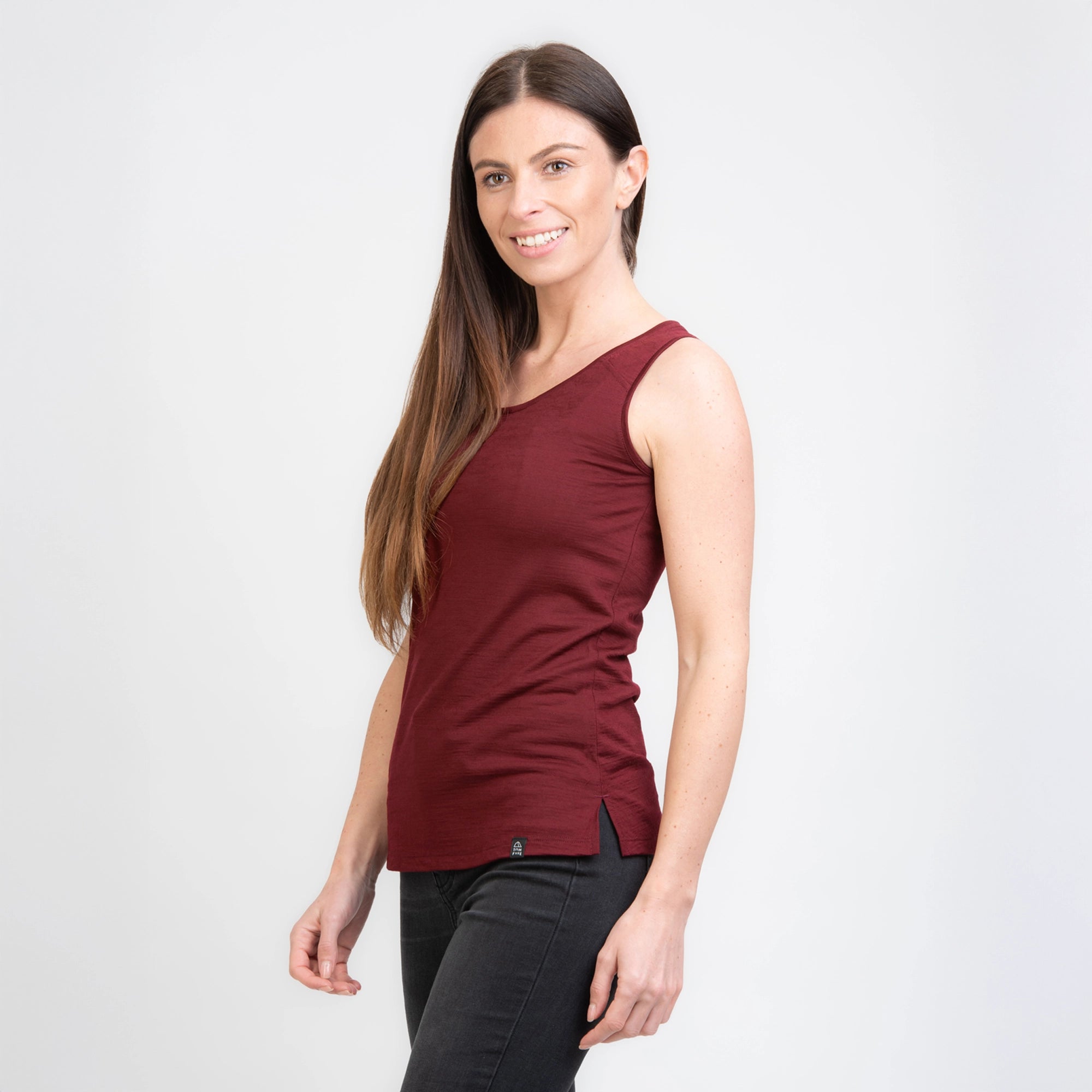 TOM FYFE Merino Damen Tank Top in Burgundy, Seitenansicht TF202007 