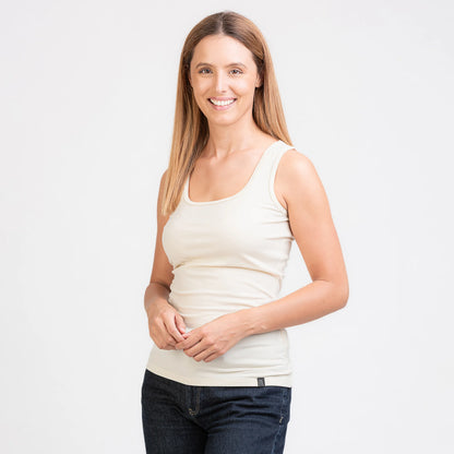 TOM FYFE Merino Damen Stretch 240 Tank Top in Cream White, Seitenansicht TF202009 
