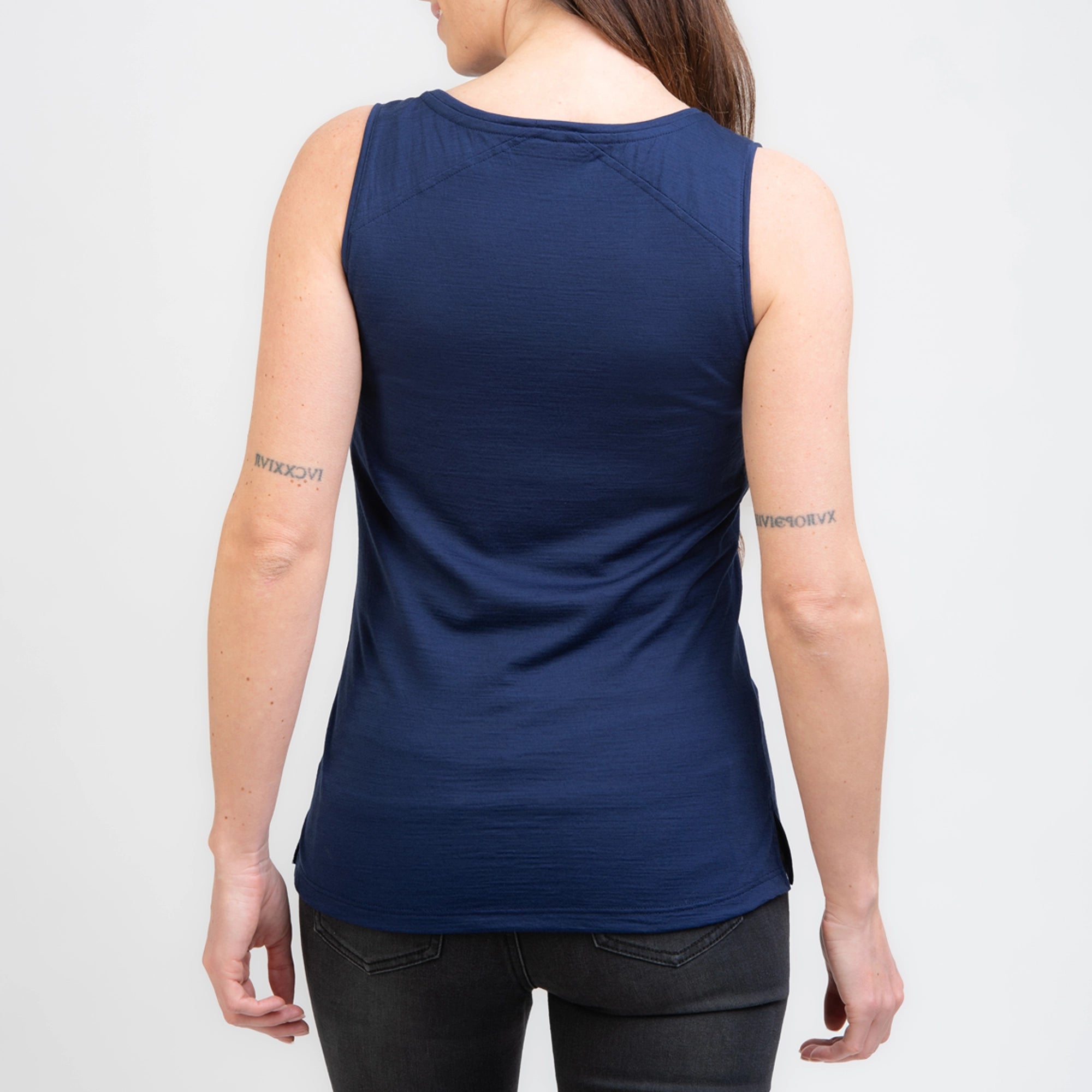 TOM FYFE Merino Damen Tank Top in Marine, Rückansicht TF202007 
