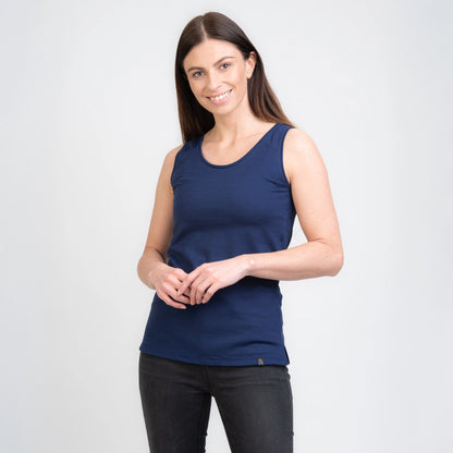 TOM FYFE Merino Damen Tank Top in Marine, zweite Frontansicht TF202007 