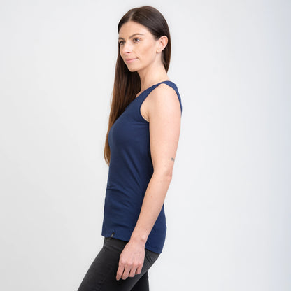 TOM FYFE Merino Damen Tank Top in Marine, Seitenansicht TF202007 
