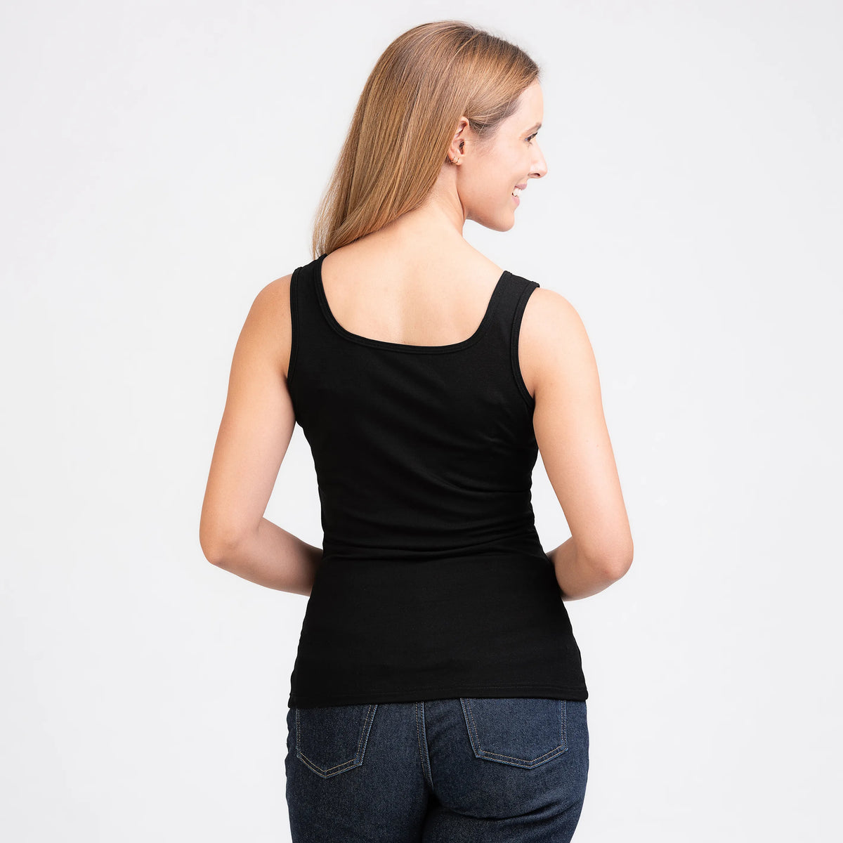 TOM FYFE Merino Damen Stretch 240 Tank Top in Schwarz, Rückansicht TF202009 