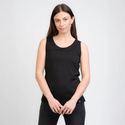 TOM FYFE Merino Damen Tank Top in Schwarz, zweite Frontansicht TF202007 