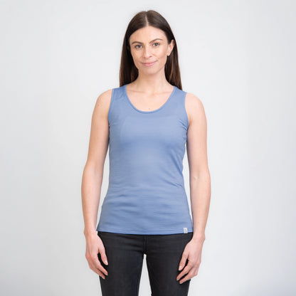 TOM FYFE Merino Damen Tank Top in Steel Blue, Frontansicht TF202007 