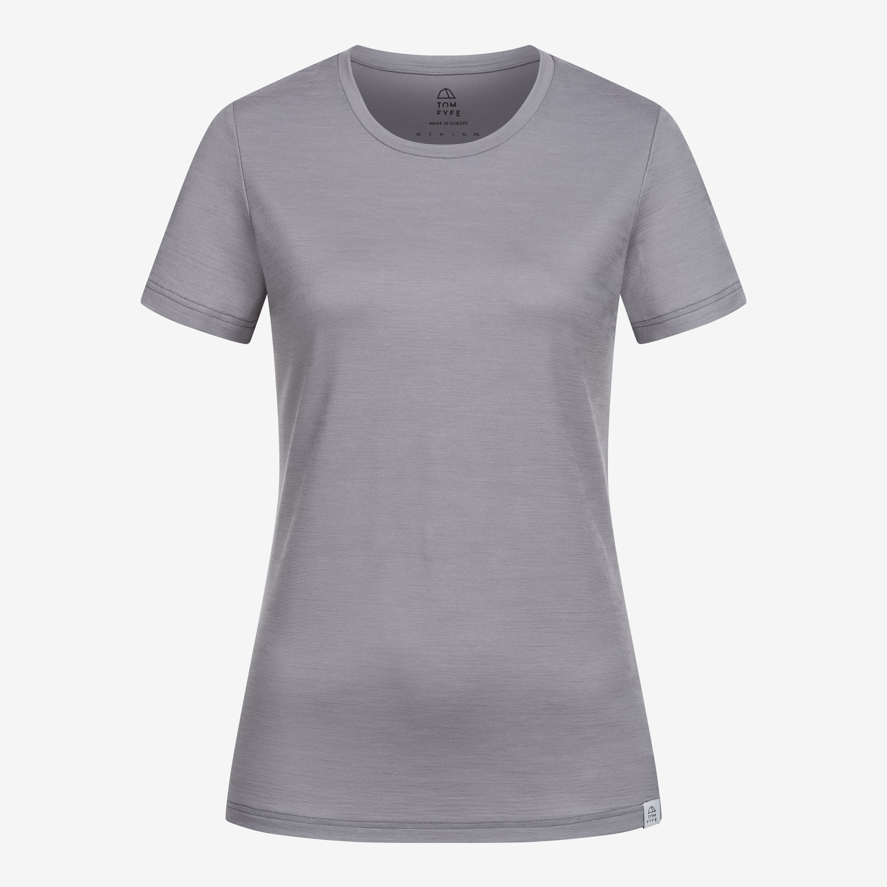 Merino Damen Shirt Frontansicht von Tom Fyfe in Hellgrau 