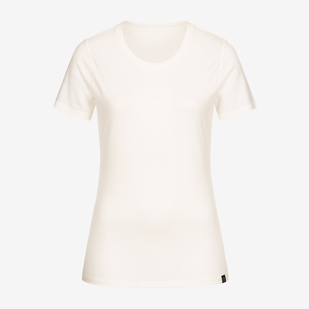 Merino Damen Shirt Frontansicht von Tom Fyfe in Weiss #farbe_wollweiss