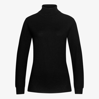 TOM FYFE Merino Damen Turtleneck-Pullover in Schwarz Hollowman 