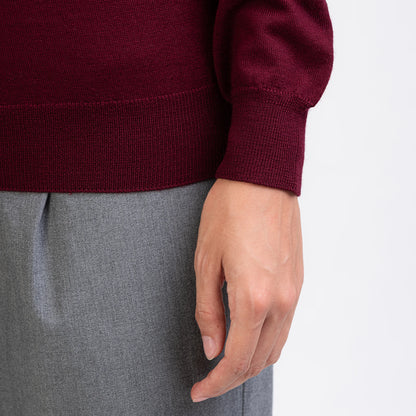 TOM FYFE Merino Damen Turtleneck-Pullover in Wine Red Bund 