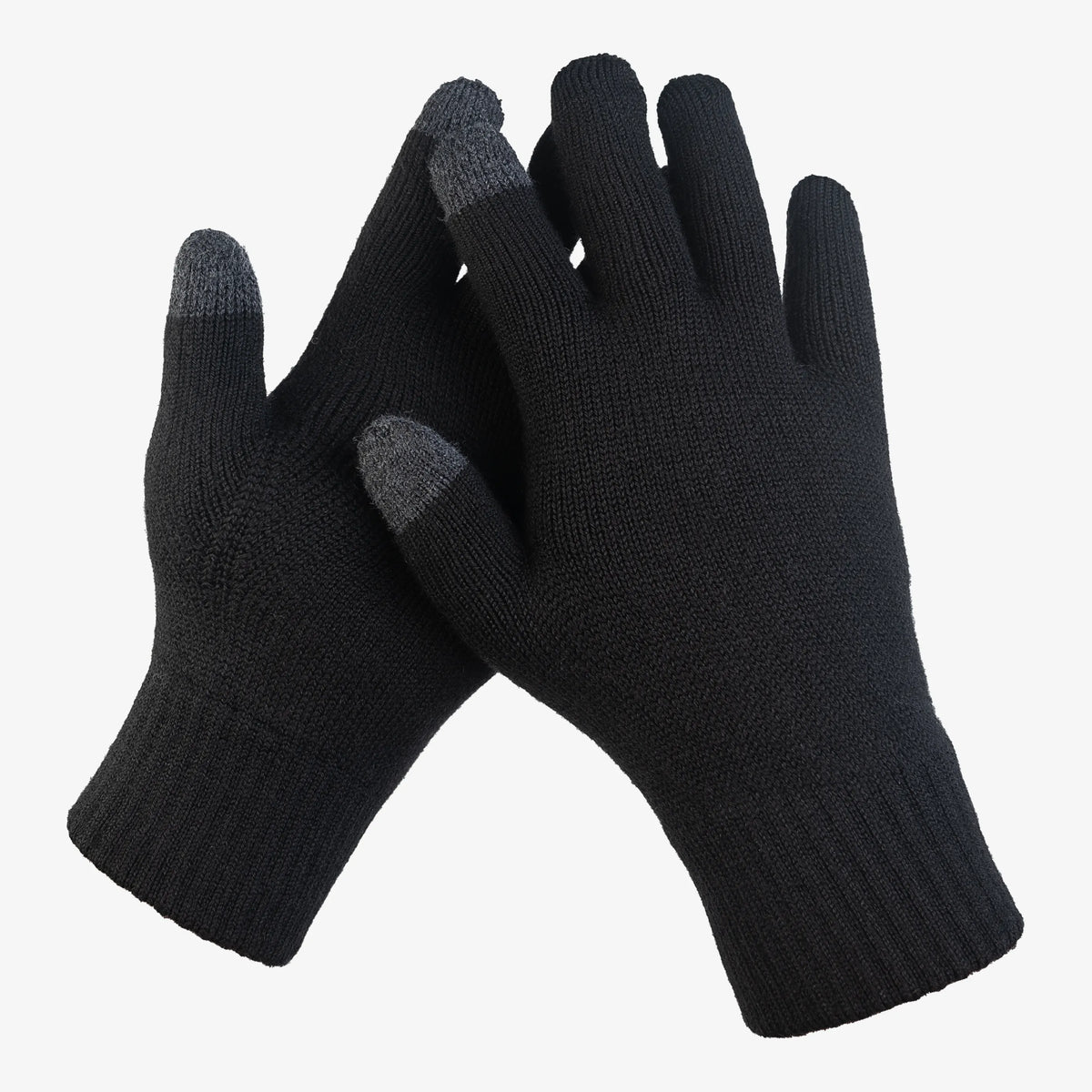 Merino Touchscreen Strickhandschuhe Hollowman von TOM FYFE in Schwarz #farbe_schwarz