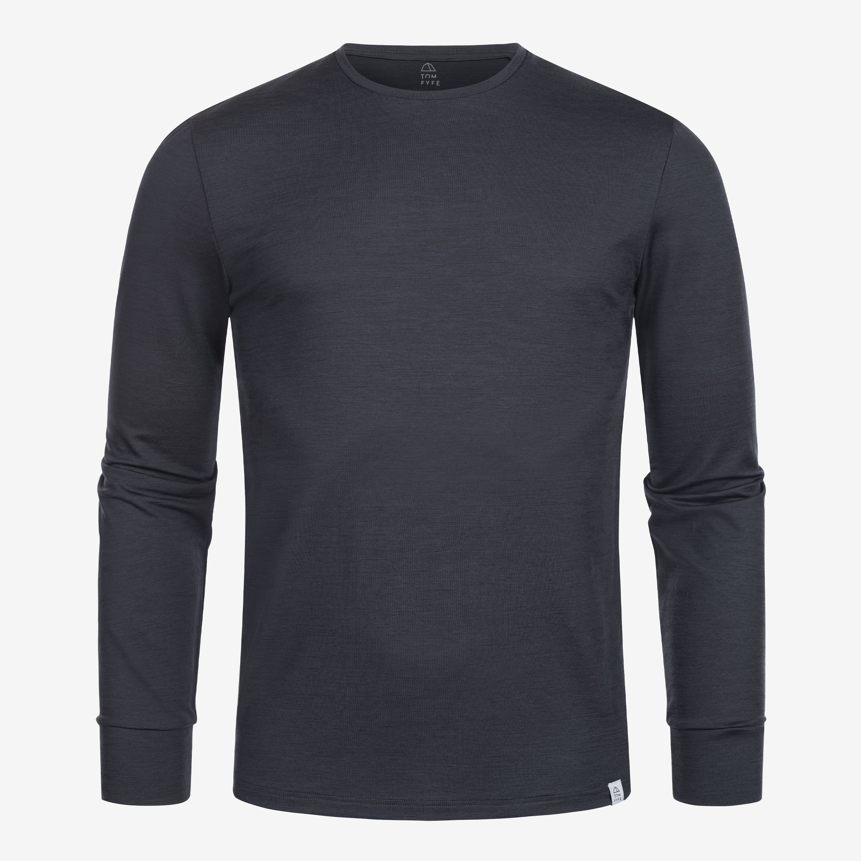 Merino Herren Langarmshirt Frontansicht von Tom Fyfe in Anthrazit 