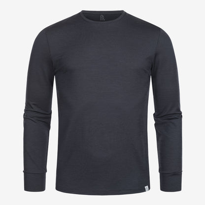 Merino Herren Langarmshirt Frontansicht von Tom Fyfe in Anthrazit 