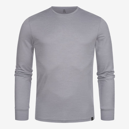 Merino Herren Langarmshirt Frontansicht von Tom Fyfe in Hellgrau 