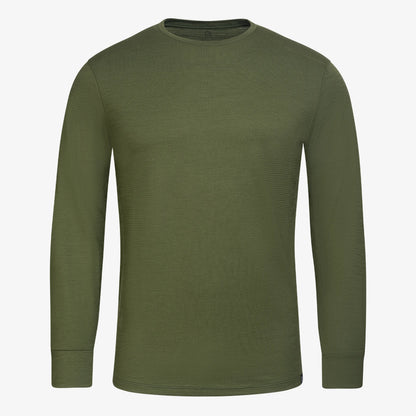 Merino Herren Langarmshirt Frontansicht von TOM FYFE in Waldgrün 