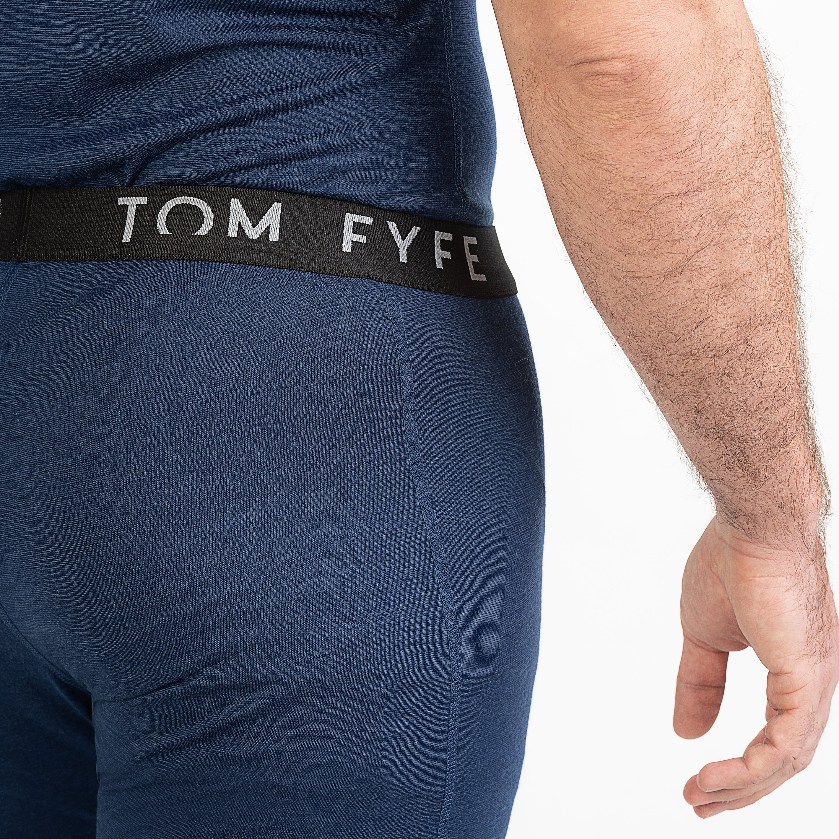 Merino Herren Leggings Nahaufnahme elastischer Bund von TOM FYFE in Marine 