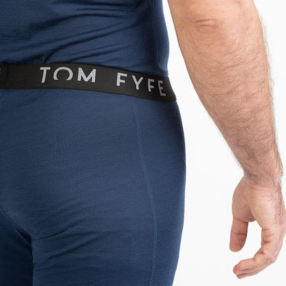 Merino Herren Leggings Nahaufnahme elastischer Bund von TOM FYFE in Marine 