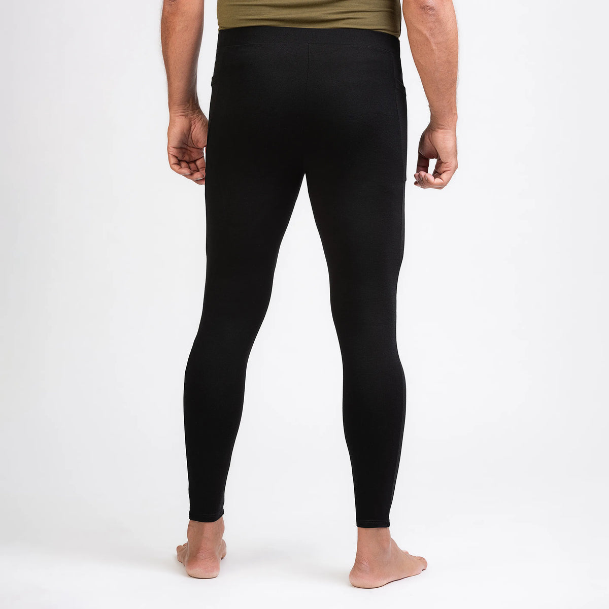 Merino Herren Stretch 240 Leggings Rückansicht von TOM FYFE in Schwarz TF323203 