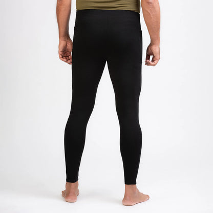 Merino Herren Stretch 240 Leggings Rückansicht von TOM FYFE in Schwarz TF323203 