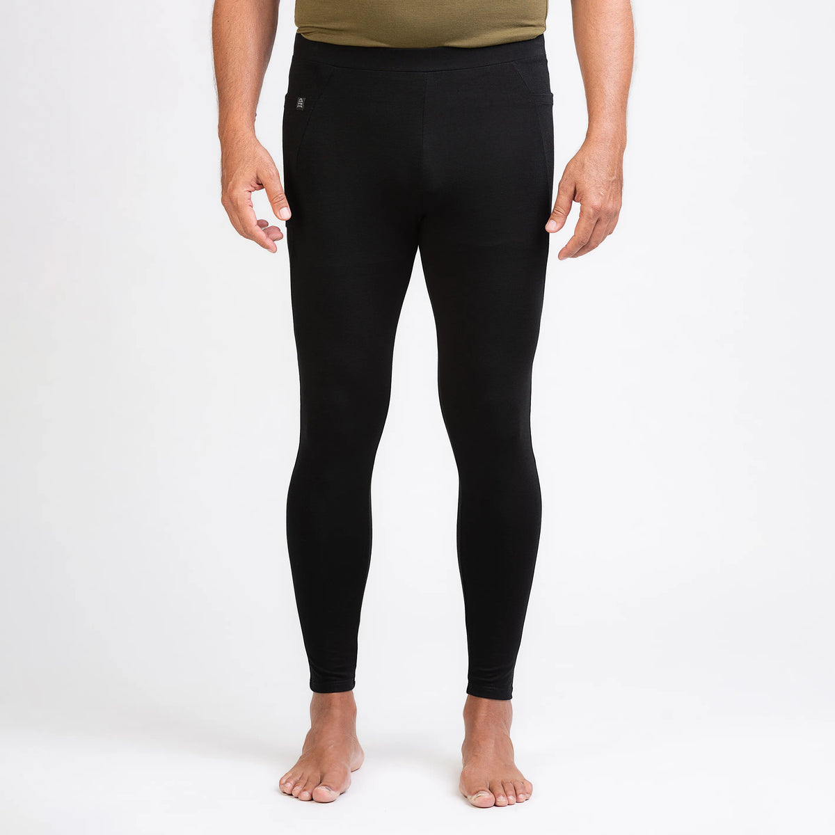 Merino Herren Stretch 240 Leggings Frontansicht von TOM FYFE in Schwarz TF323203 #farbe_schwarz