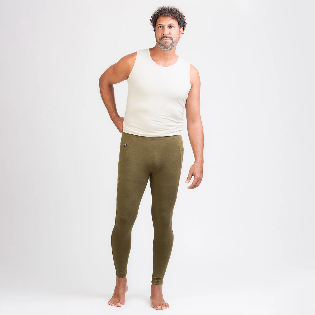 Merino Herren Stretch 240 Leggings Frontansicht 2 von TOM FYFE in Deep Olive TF323203 