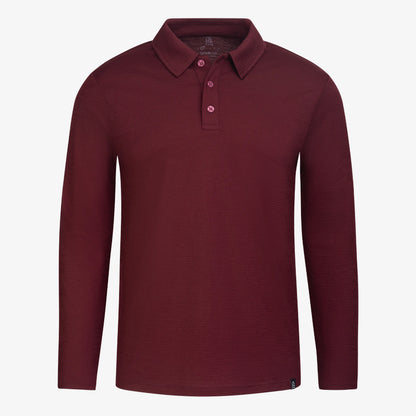 Merino Langarm Poloshirt Herren Hollowman von TOM FYFE in Burgundy 