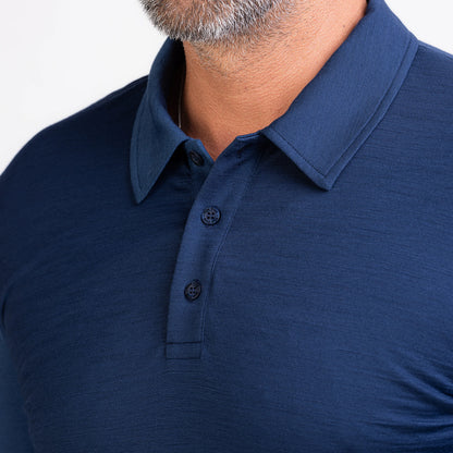 Merino Langarm Poloshirt Herren Knopfleiste von TOM FYFE in Marine 
