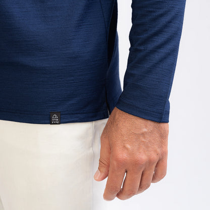 Merino Langarm Poloshirt Herren Label von TOM FYFE in Marine 