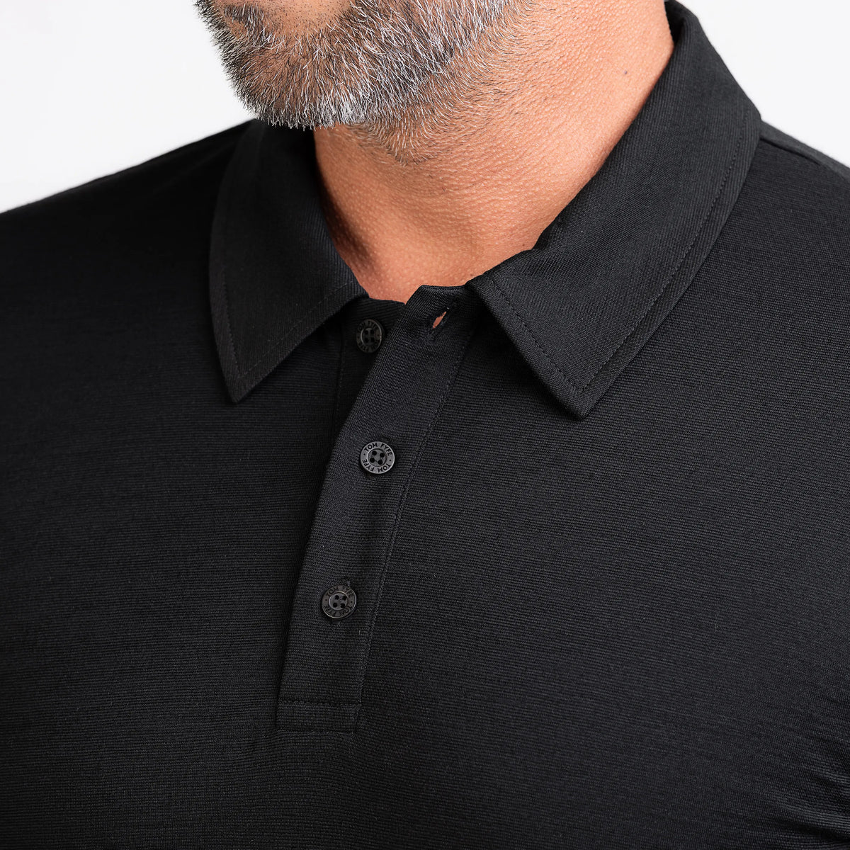 Merino Langarm Poloshirt Herren Knopfleiste von TOM FYFE in Schwarz 